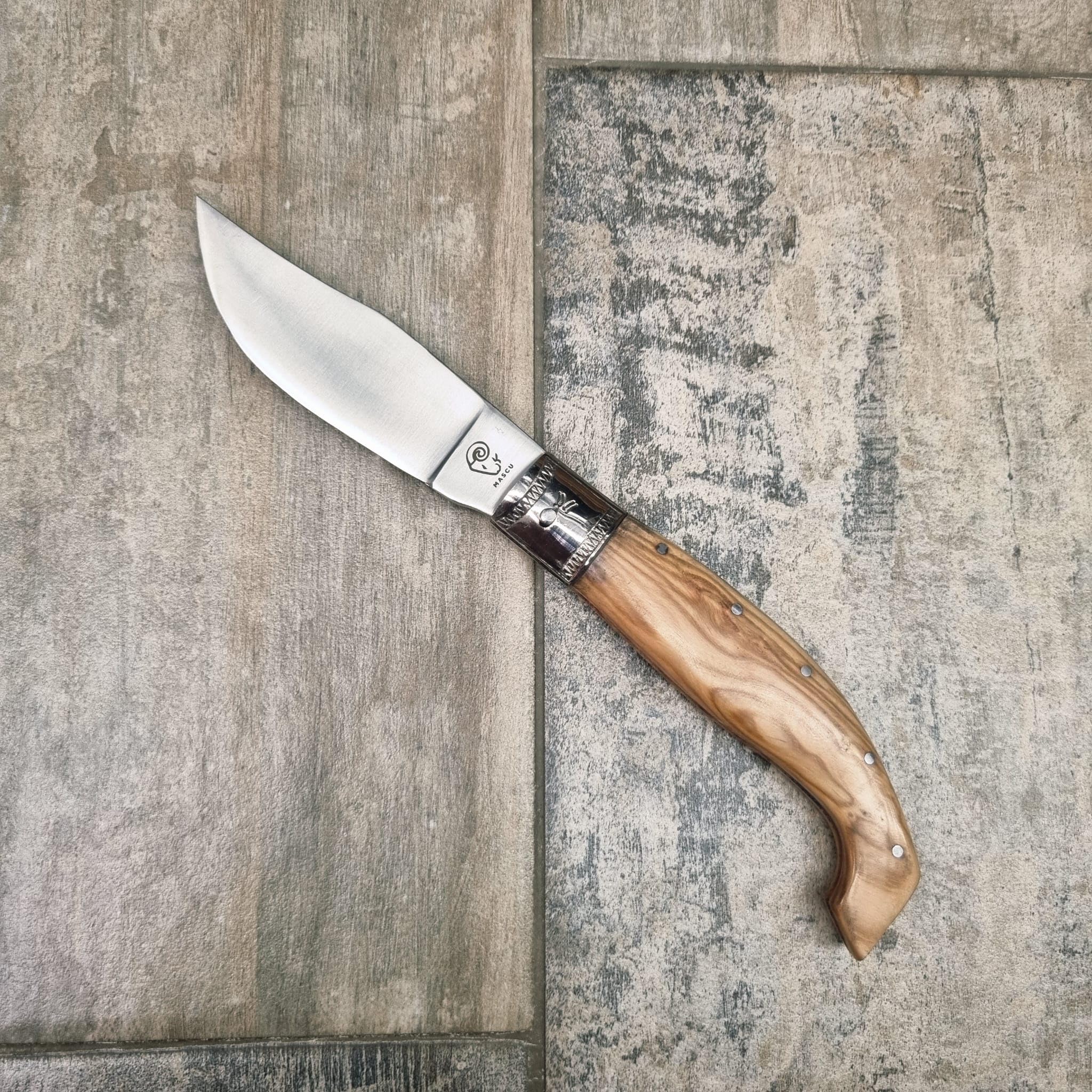 Generico Coltello 23cm lama da 10 con Manico in Legno d'ulivo, Lama in Acciaio Inossidabile, Design Tradizionale tipo arburesa personalizzazione come da immagine