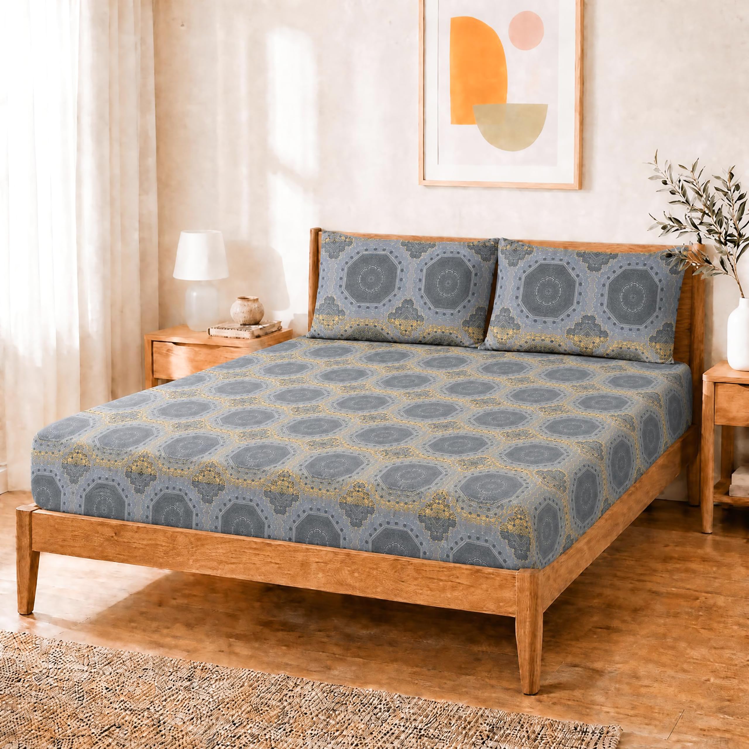 Salt Earth Queen Fitted Sheet - Cotton Feel & Deep Pocket -12