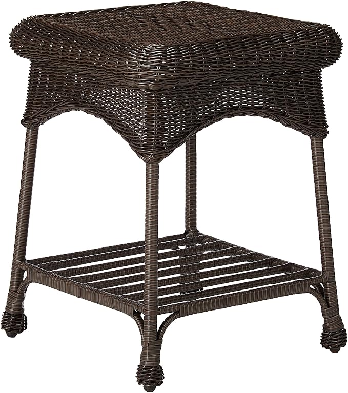 Outdoor Espresso Wicker Patio Furniture End Table Patio