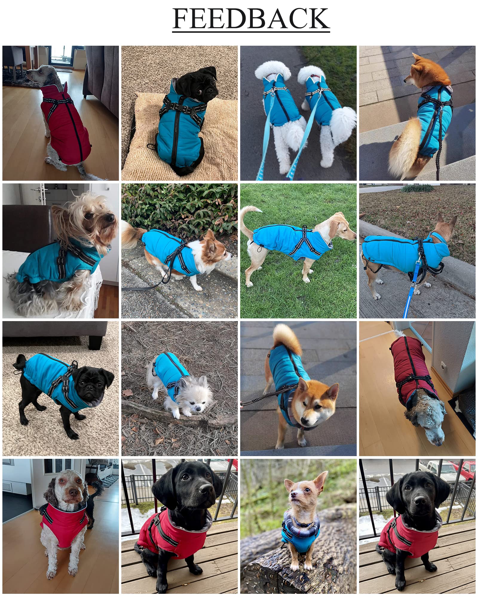 Abrigos y Chaquetas cálidos para Perros con arnés,Chaleco Reflectante Impermeable para Perros Mascotas, Ropa de Invierno para Perros con Correa en el Pecho,para Perros pequeños y medianos-Rojo-XL