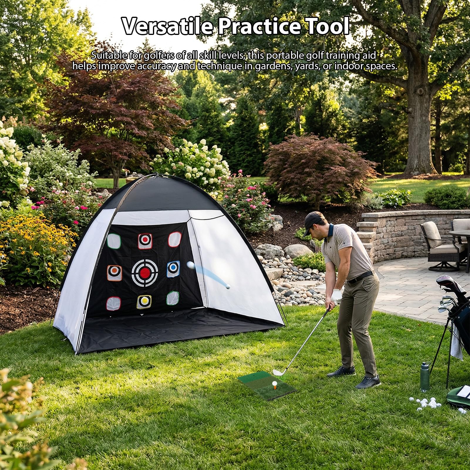 Fockety Set di Reti per Esercitazioni da Golf Rete da Allenamento per Obiettivi Tenda Pieghevole da Cortile Rete da Golf per Colpire Facile Installazione Poliestere Resistente per Uso
