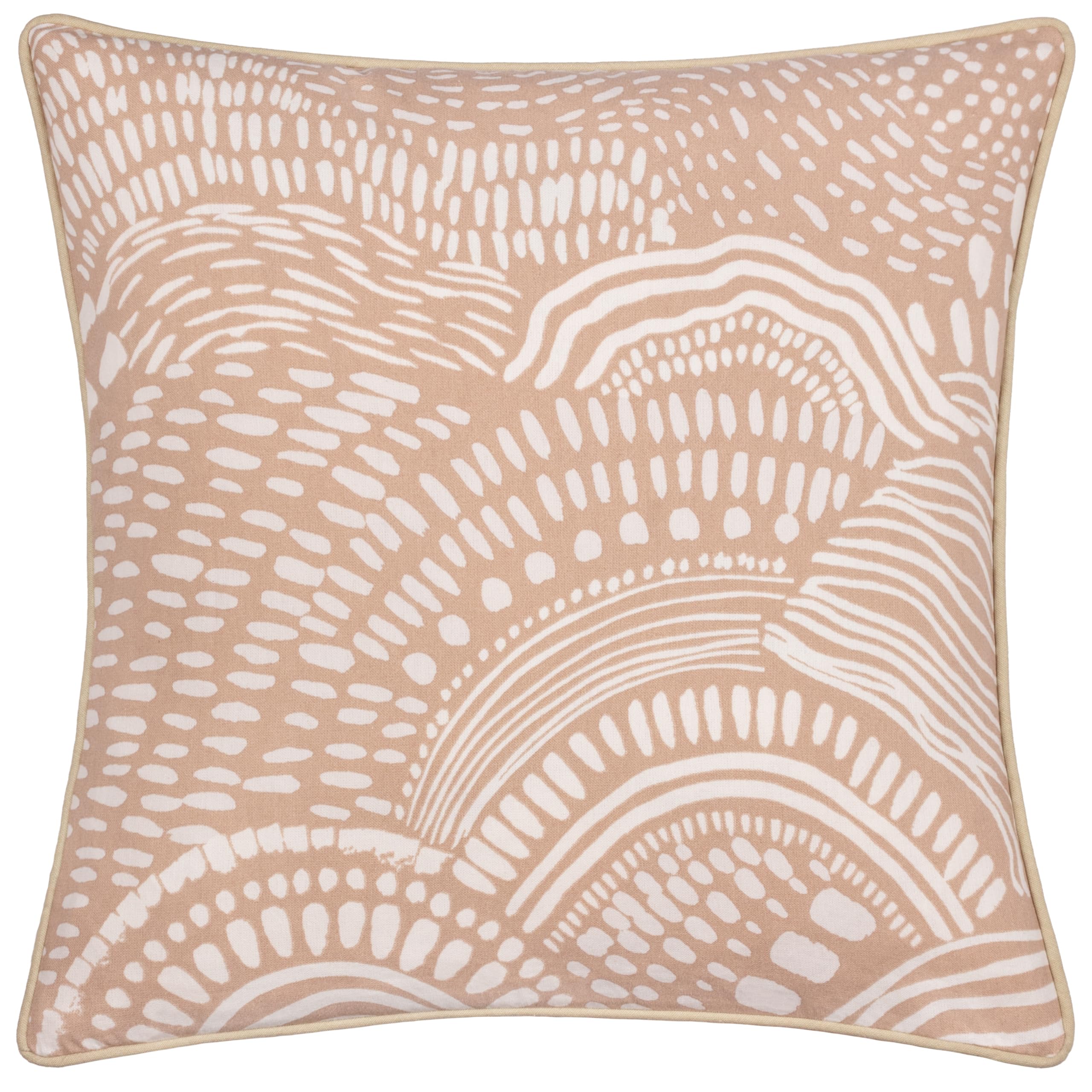 furn. Hoem Nola Abstract Cotton Piped Cushion Cover, Oat, 45 x 45 cm (Pack of 1) - Image 2