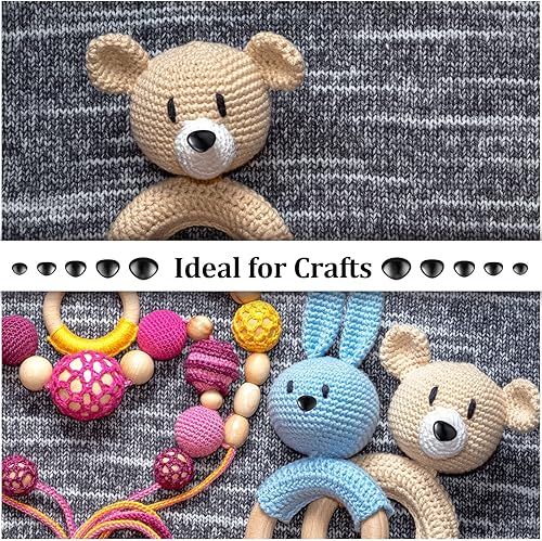 Miniatura 3 de Chengu 100 piezas de nariz de plástico de seguridad para animales para nariz de juguete de ganchillo con arandelas de 0.59 pulgadas, 0.71 pulgadas,