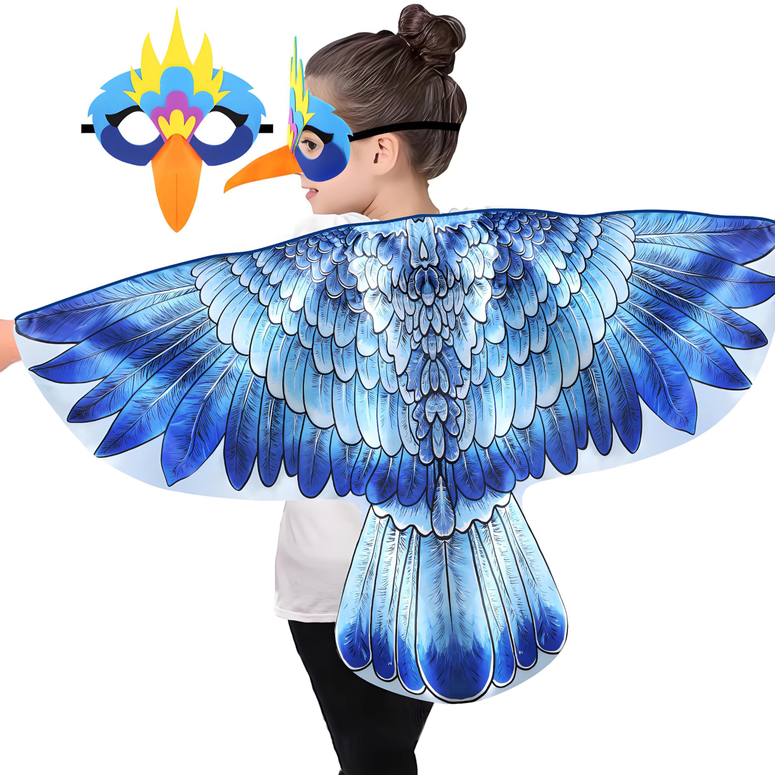 iROLEWIN Eagle-Bird-Wings-Costume for Kids 3D Bird Mask as Toddler Owl Dress-Up Clothes Toys Christmas Birthday Gifts 3+