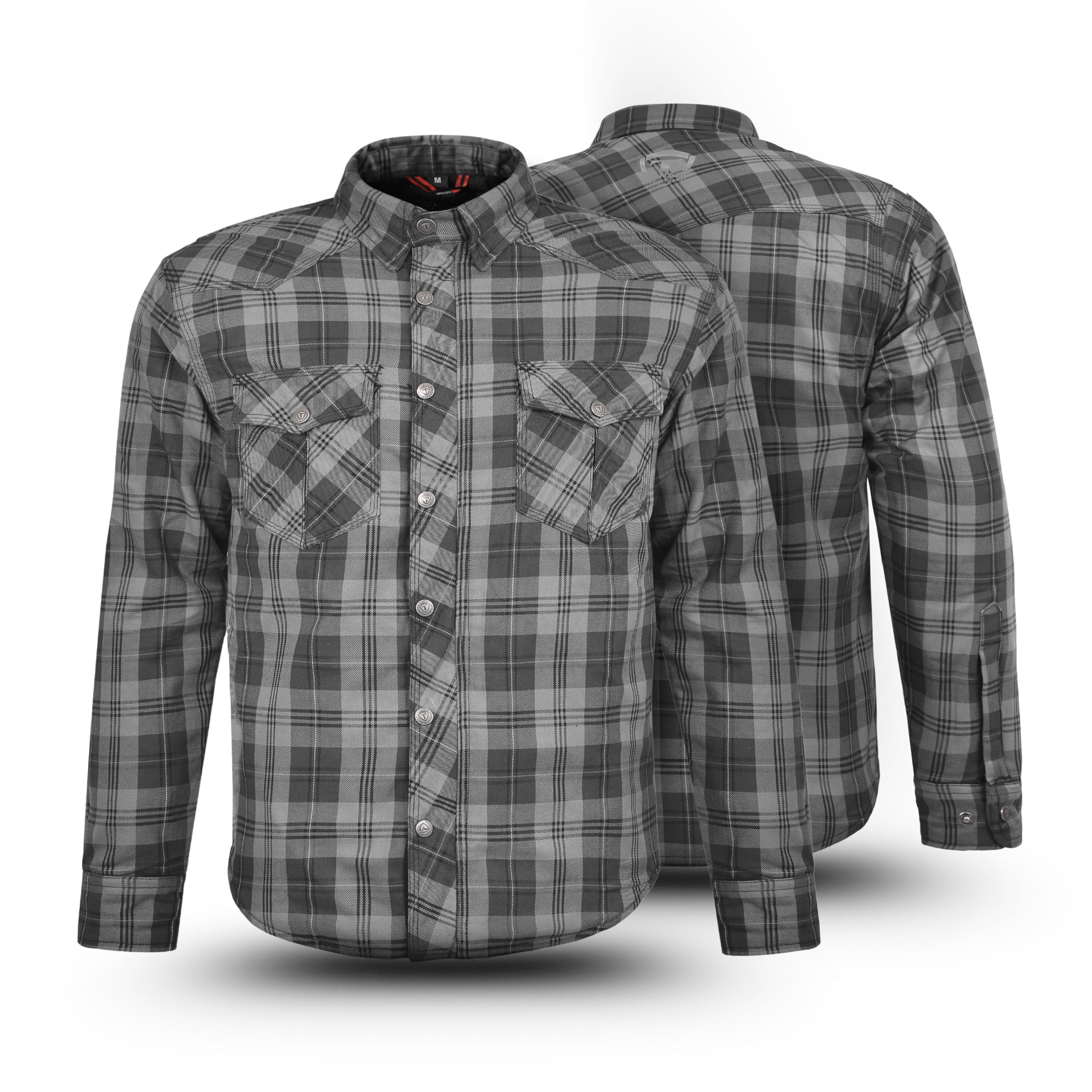 Tornado Men’s Motorcycle Shirt – CE AA Rated Cotton Flannel Riding Shirt – Aramid Lined – Removable CE Level 2 Pads (UK, Alpha, XL, Regular, Regular, Marlin Grey)