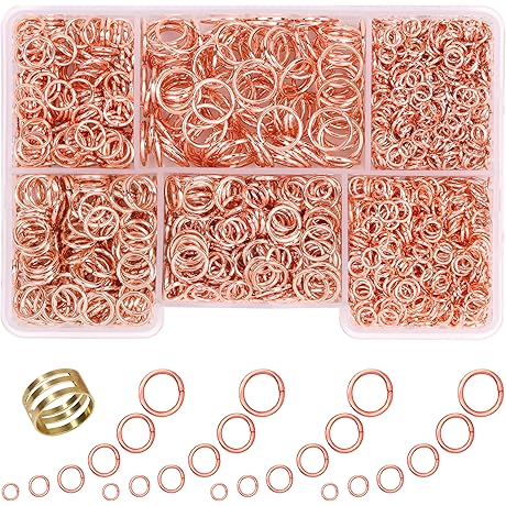 1400Pcs Mixed Rose Gold Split Rings Jewelry Making Jump Rings Set