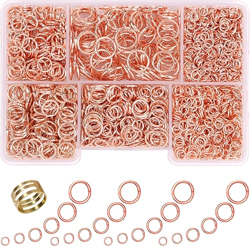 Miniatura 9 de Anillos de salto para suministros de fabricación de joyas, 1400 piezas, 6 tamañoscaja de anillos de salto para llavero con 1 herramienta de apertura