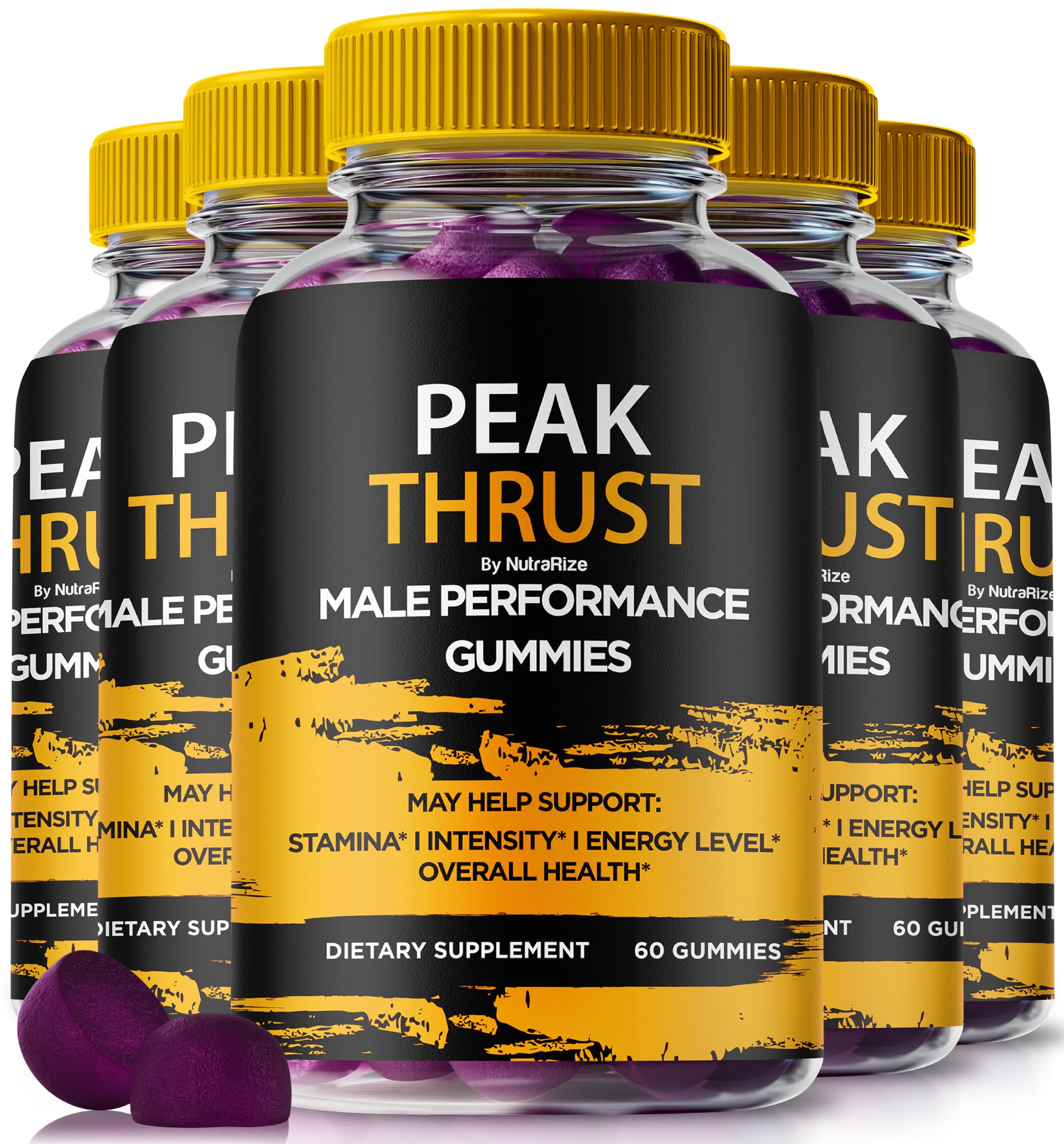 (5 Pack) Peak Thrust Gummies For Men, Official PeakThrust Gummies, Peak Thrust Male Gummy, Premium Formula For Lasting Energy, Stamina and Peak Performance, Peak Thrust ME Gomitas Review (300 Gummies)