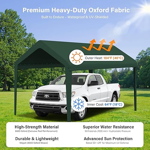 Miniatura 4 de Funda de repuesto para toldo, toldo de repuesto para cochera, lona Oxford 800D impermeable y protegida contra rayos UV con cuerdas elásticas para