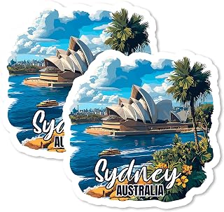 Sydney Australia Magnet 4 Inch 2-Pack City Oceania – Strong Vinyl Decorative Travel Magnets for Fridge Locker Kitchen Office – Cute Fun Aesthetic Cool Durable & Long-Lasting Souvenir ID44999