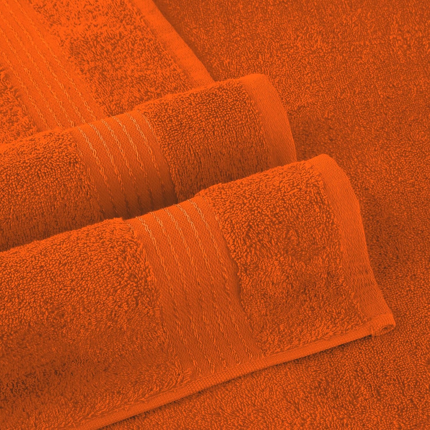 Elegant Comfort Premium Cotton 6-Piece Towel Set, Includes 2 Washcloths, 2 Hand Towels and 2 Bath Towels, 100% Turkish Cotton - Highly Absorbent and Super Soft Towels for Bathroom, Orange