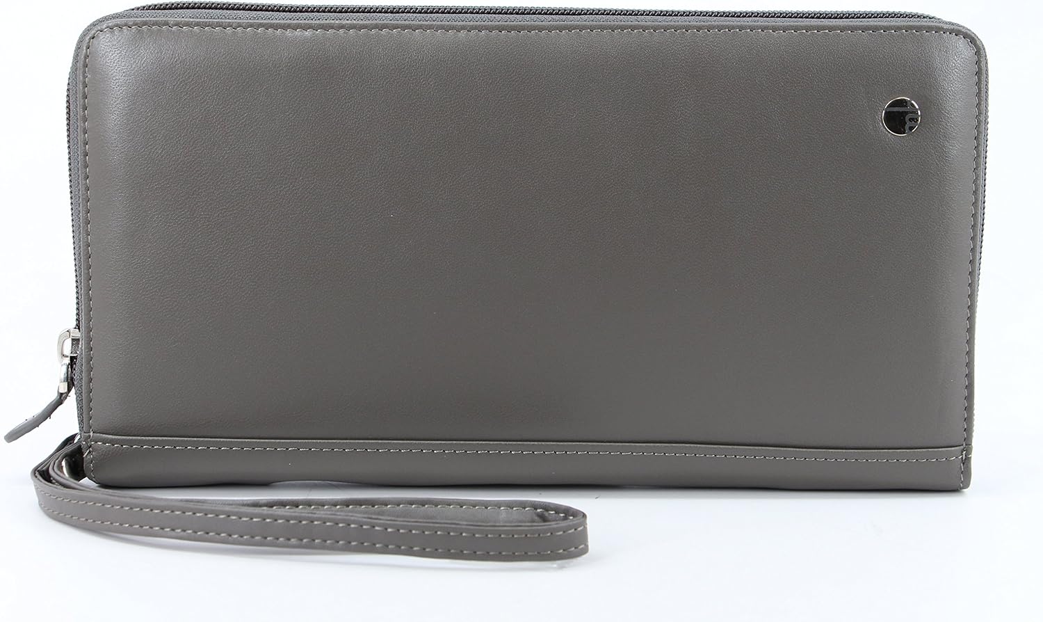 Zip-Around Passport Gray Unisex Leather Wallet Executive Boarding Pass Holder (Drizzling Mist)