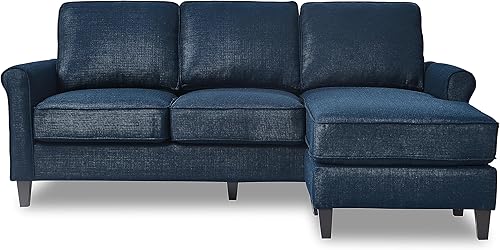 Miniatura 19 de Serta Harmon Sofá seccional reversible sala de estar, moderno sofá de tela de 3 asientos en forma de L. Gris-oscuro,Azul,Crema