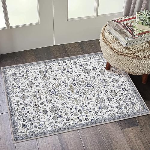 CAROMIO Alfombra pequeña vintage envejecida, lavable, alfombra de entrada, resistente a las manchas, antideslizante, alfombra de acento oriental de