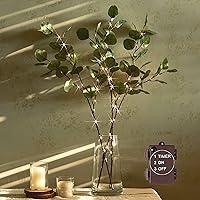 Vista 13 de Hairui Ramas de abedul iluminadas que funcionan con pilas, con 8 funciones, 100 luces multicolor y blancas cálidas, ramas preiluminadas