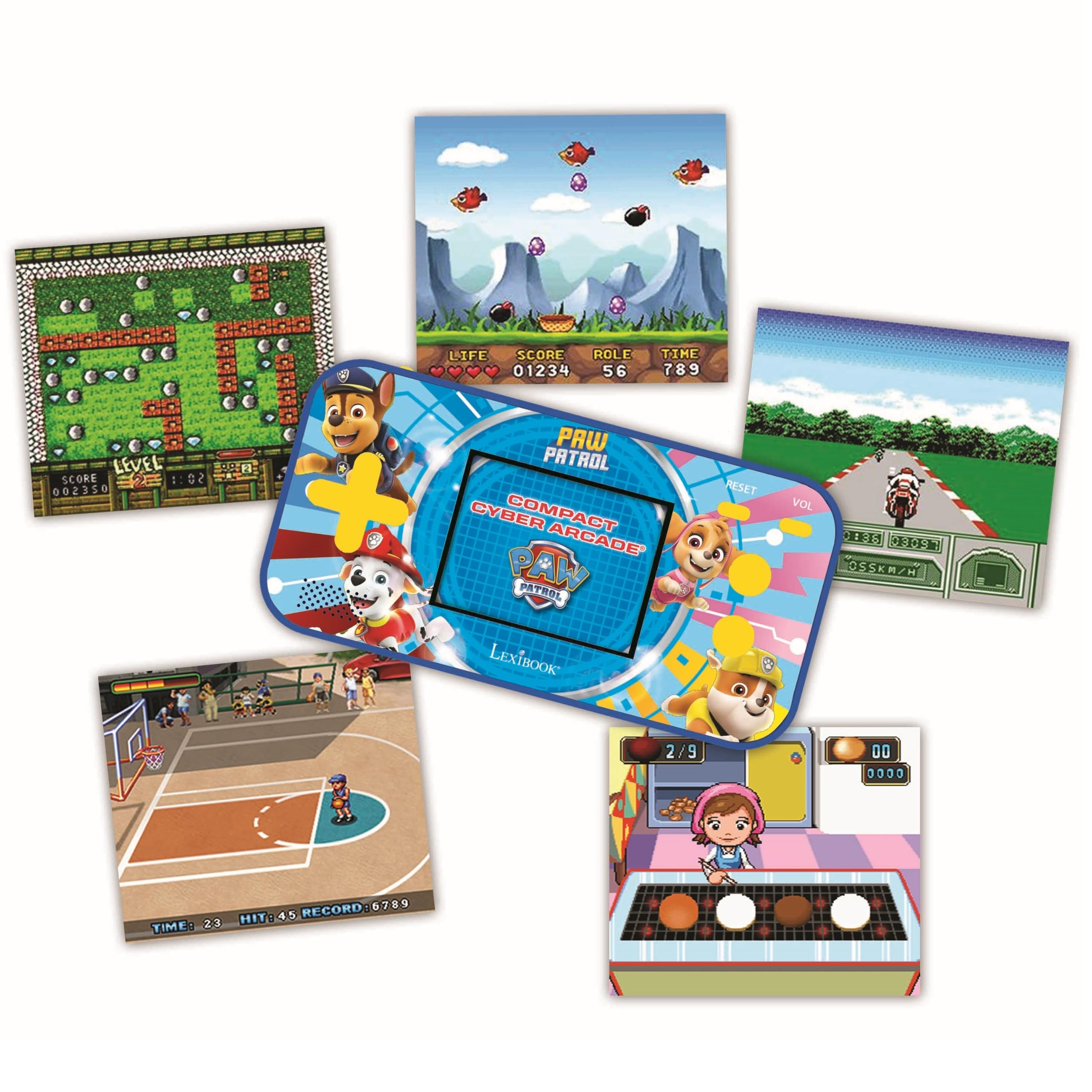 Lexibook Paw Patrol La Squadra dei Cuccioli Chase Console di Gioco Portatile Compact Cyber Arcade, 150 Giochi, LCD, Batteria, Rosso/Blu, JL2367PALXB