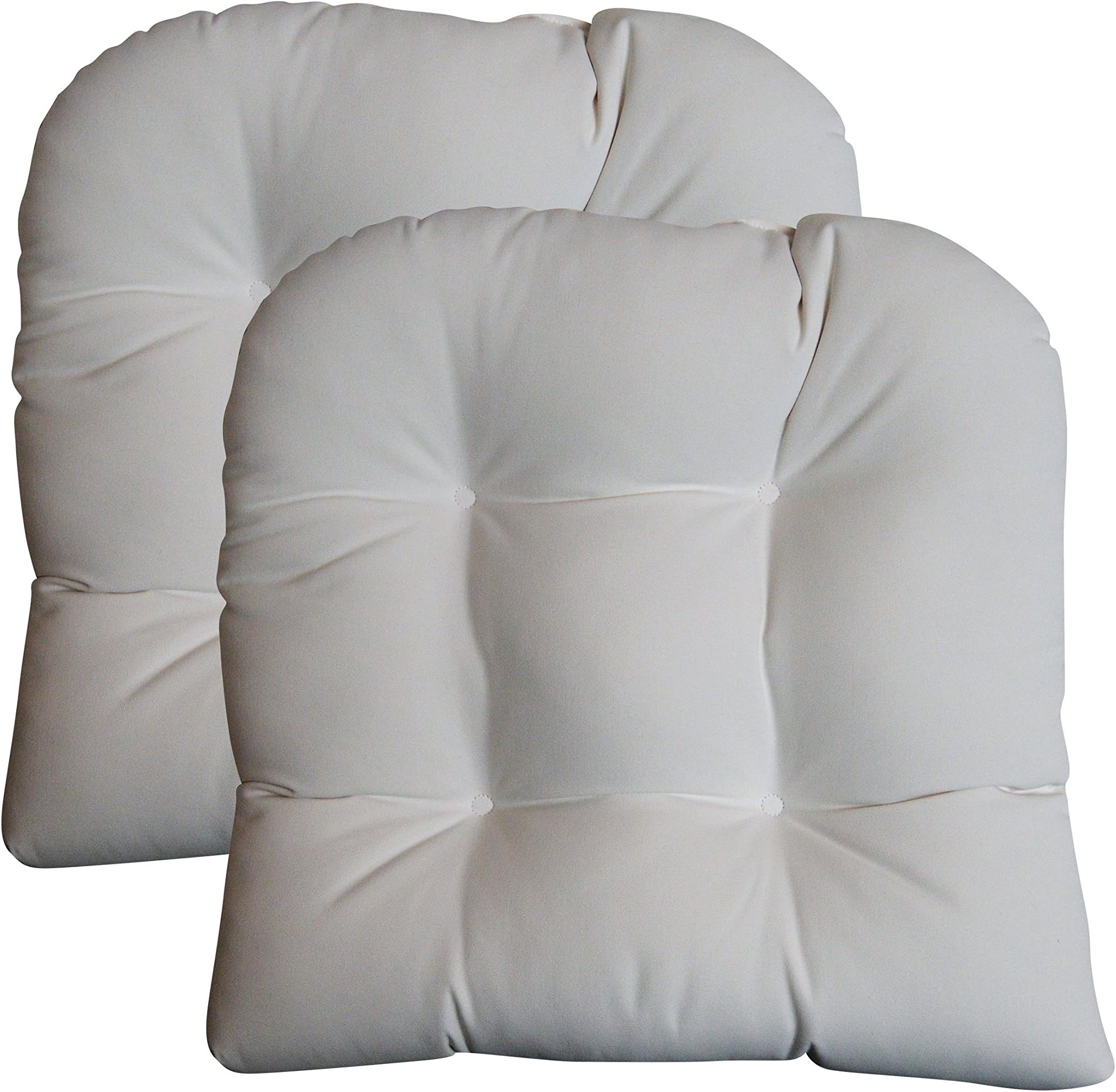 RSH DECORSunbrella Tufted Wicker U-Shape Cushions Set of 2 | 22” x 22” | Outdoor Seat Cushions for Patio Furniture| Crafted with Sunbrella Performance Fabric | Canvas White