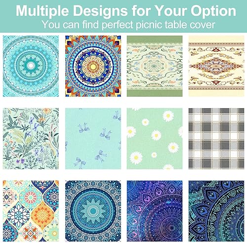 Miniatura 353 de Play Tailor - Mantel para mesa de pícnic con cubiertas para bancas, impermeable y a prueba de viento con bolsa de cordón, ajustable a mesas y bancas