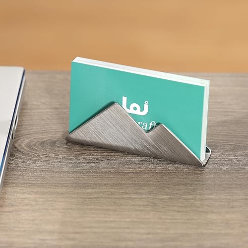 Miniatura 3 de Tarjetero de acero inoxidable para escritorio, paquete de 2 organizadores de tarjetas y accesorios de escritorio de oficina para hombres y mujeres