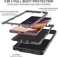 Vista 4 de HONG-AMY Funda para Note 20 Ultra, Galaxy Note 20 Ultra con protector de pantalla de TPU flexible autorreparable 2 unidades, funda de protección