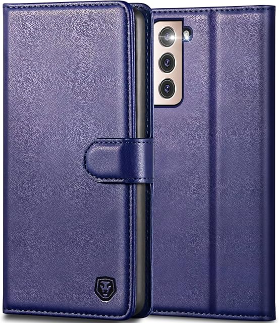 Kuafcase for Samsung S22 Case, Wallet Leather Flip Case with Card Holder Slots Magnetic Closure Kickstand Shockproof Protective Phone Case for Samsung Galaxy S22 5G - Blue
