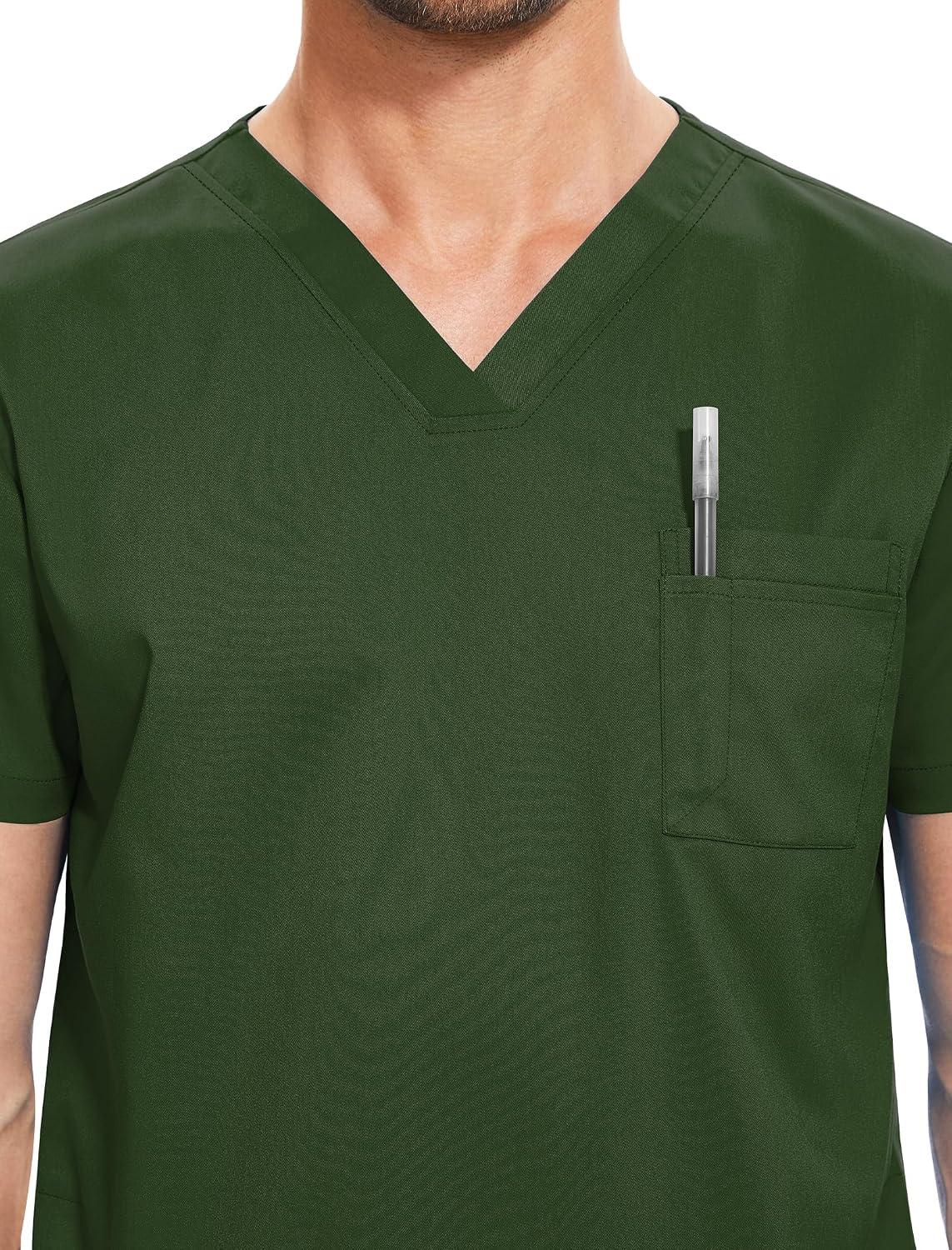 niaahinn Men Scrub Set-Stretch V-Neck Scrub Top & Jogger Pant with 9 Pockets, Yoga Waistband, Anti-Wrinkle Scrubs for Men