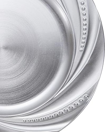 Miniatura 3 de USA Party Flower Placa de carga de plástico en espiral, juego de 12 (13 pulgadas) (plateado)