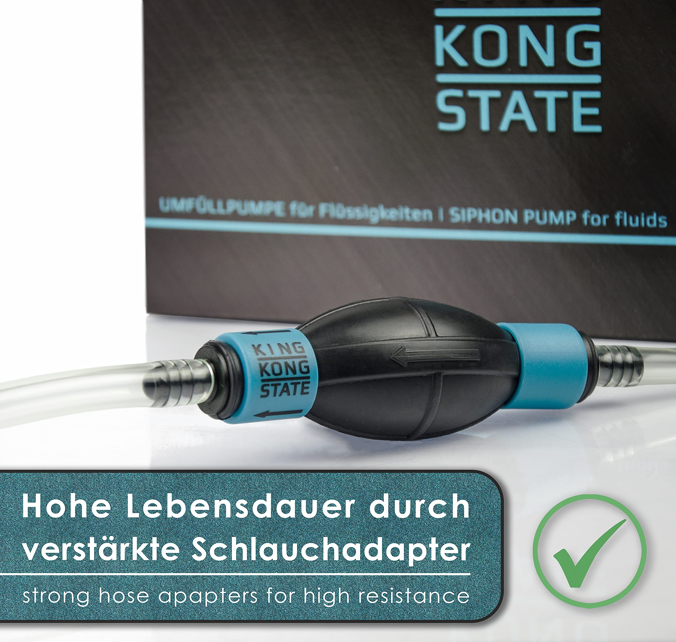 King Kong State Pompa manuale – Pompa di travaso per liquidi come acqua, benzina, diesel o miscela di olio, ideale per auto e moto