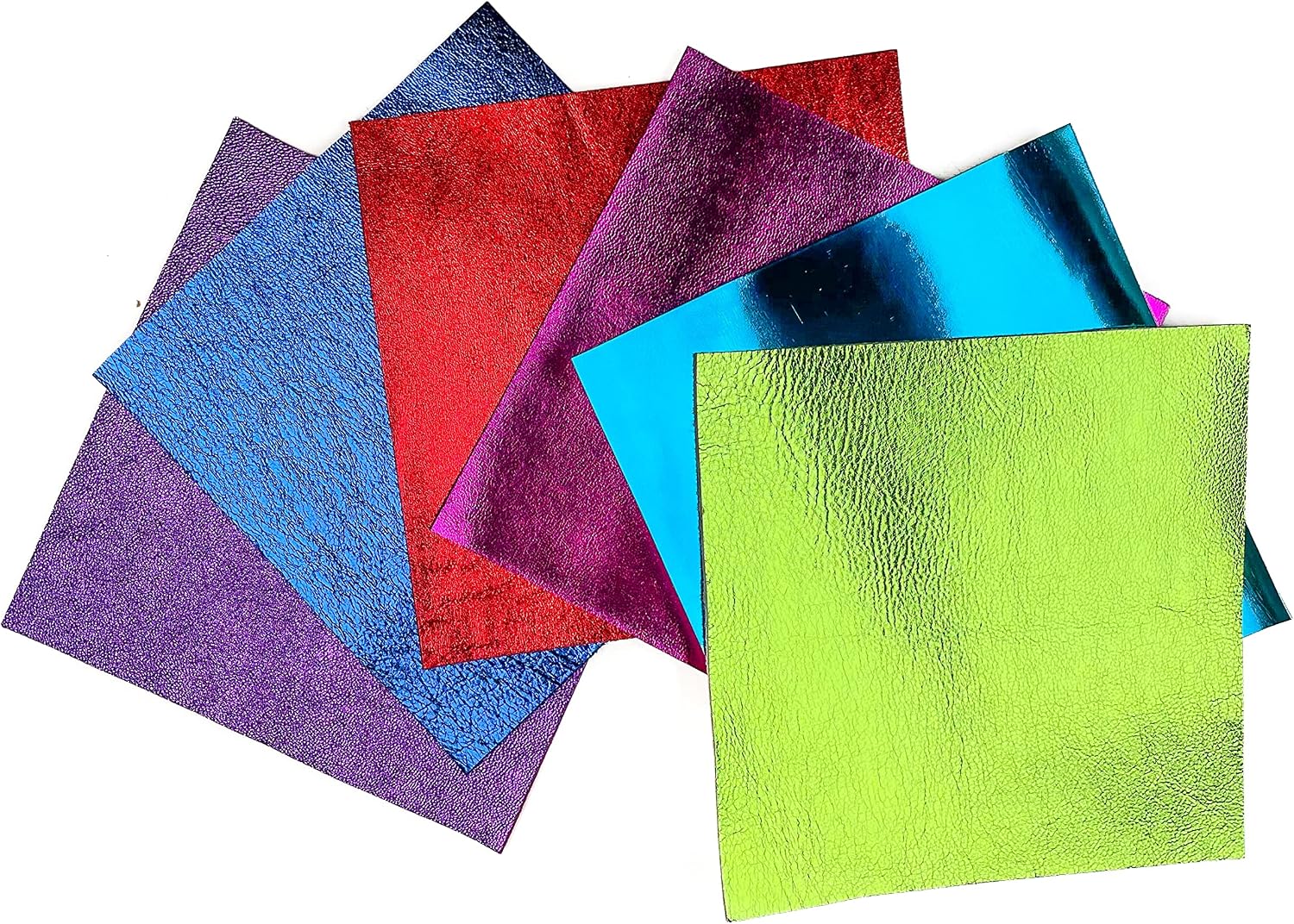Leather Scraps – Pre-Cut Metallic Leather Sheets 5x5in (12x12cm) for Crafts & Jewelry Making