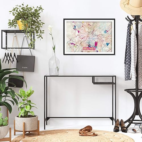 Miniatura 5 de Impresiones Mapa de Belfast - Impresión artística original (arco iris) - Mapa de la calle de la ciudad de Belfast, Irlanda - Póster de acuarela