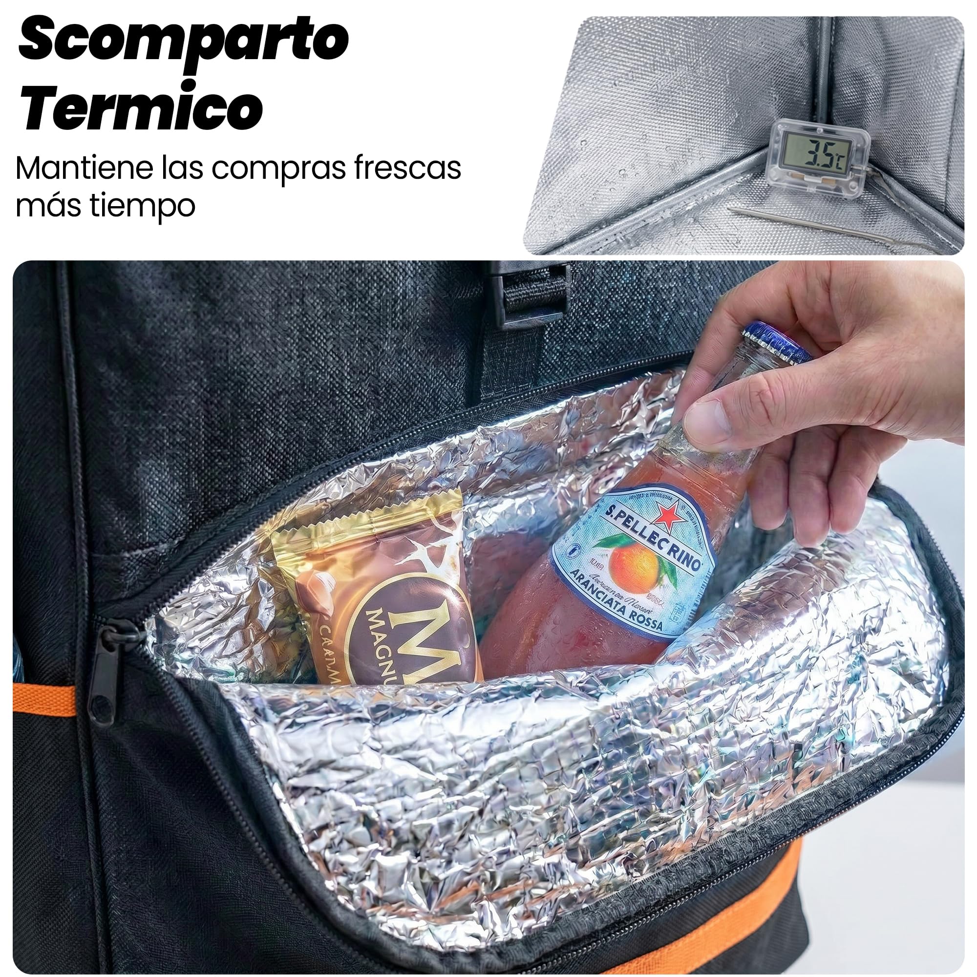 Eskey Carrito de la Compra con Compartimento Isotérmico, Plegable