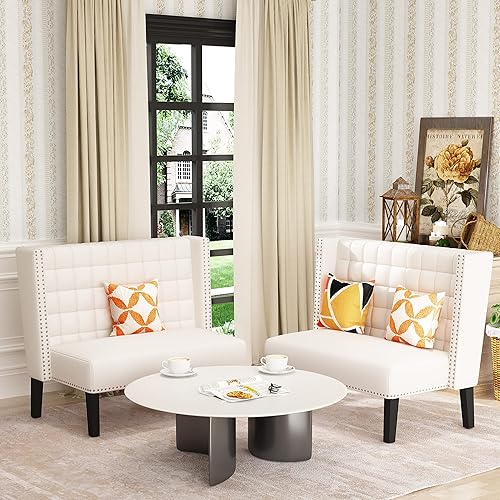 Miniatura 3 de Sofá de dos plazas pequeño y moderno de 46 pulgadas, sofá de 2 plazas, sofá de dos plazas, banco de comedor con ribete de cabeza de clavos, sofás de