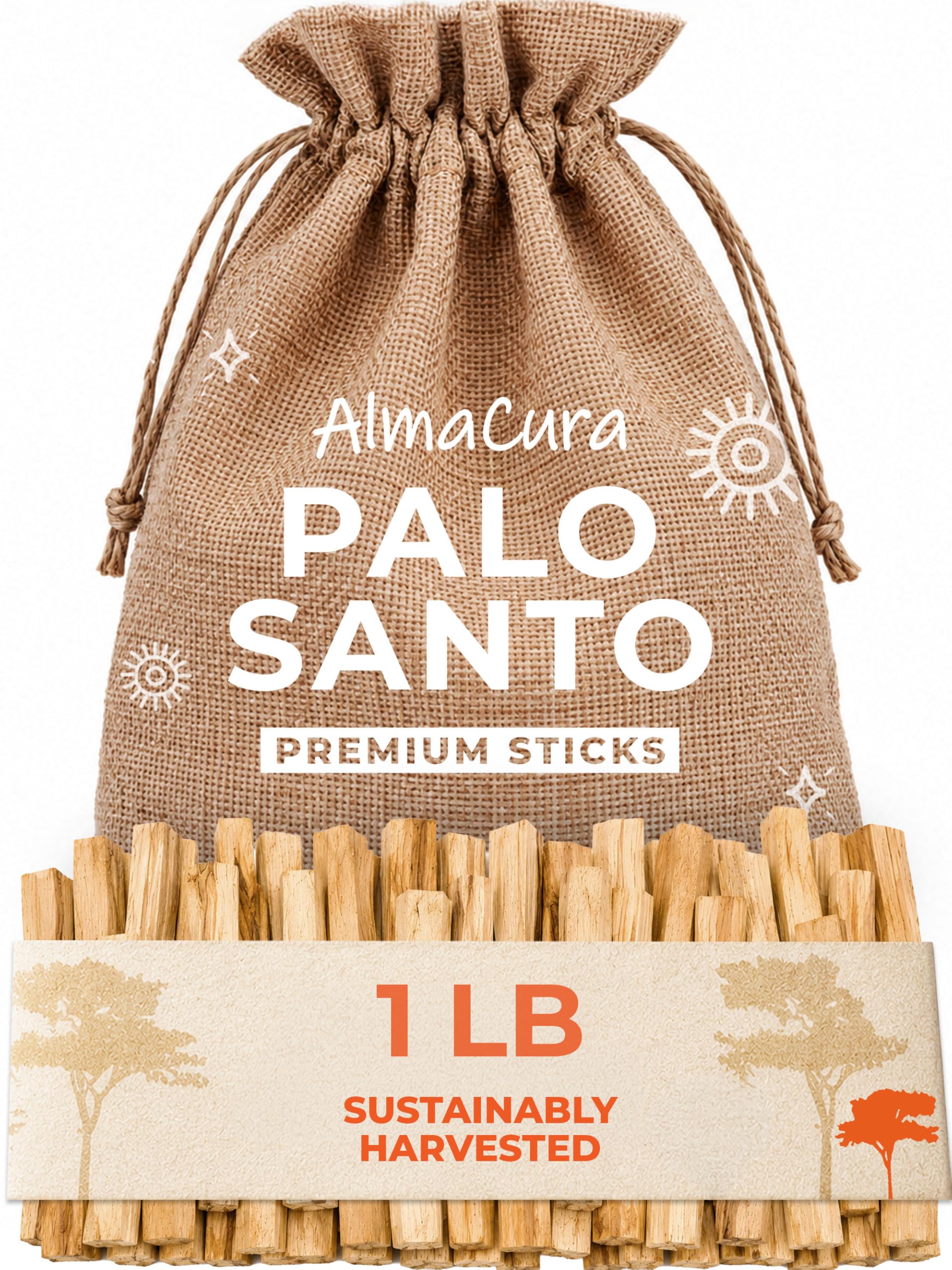 Palo Santo Premium - Palitos reales a granel de 1 libra. AlmaCura (curación del alma). Auténticos de Perú (no Ecuador) cosechados éticamente. Se utilizan para meditación, alivio del estrés, limpieza