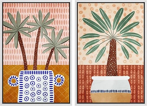 Miniatura 25 de IDEA4WALL Lienzo enmarcado para pared, juego de arte Bauhaus dorado de mediados de siglo, patrón de cuadrícula moderna, ilustraciones con formas