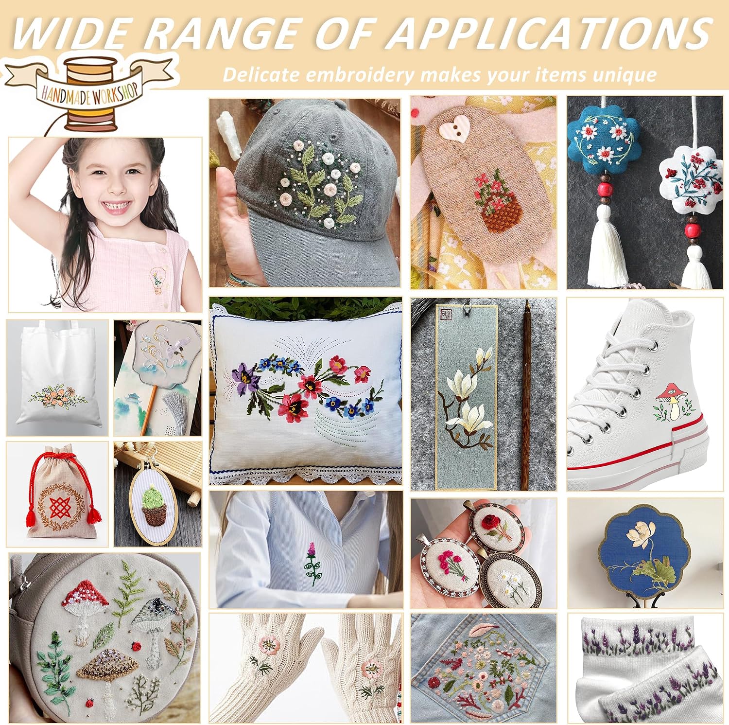 Water Soluble Stabilizer for Embroidery - Bible Flower Stick & Stitch Embroidery Paper Wash Away, Wildflower Cross Embroider Patterns for Jean Bag Tshirt, Hand Sewing DIY Crafts(4 Sheet)