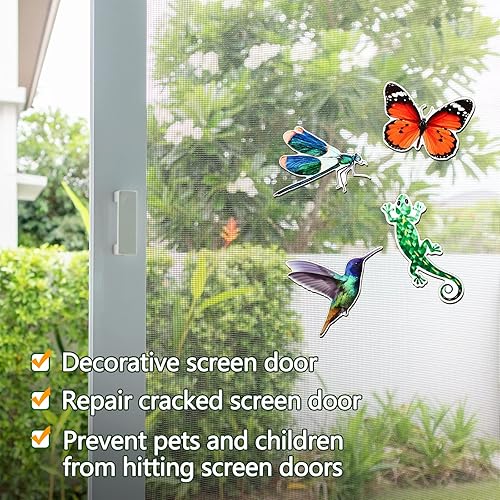 Miniatura 5 de 8 imanes de pantalla de libélula decorativos, magnéticos, flexibles, de doble cara, mariposa, colibrí, gecko, retráctil, imanes de puerta,