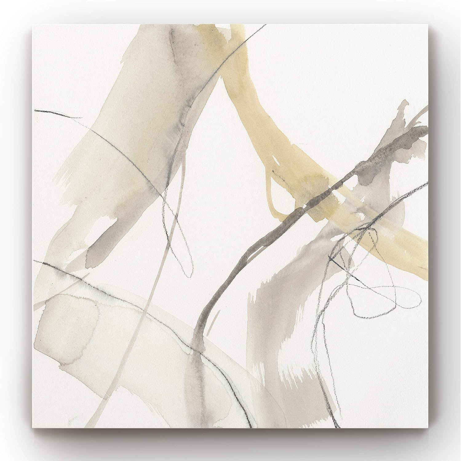 Renditions Gallery Abstract Wall Art, Wall Décor Canvas, Animals, Flowers, Coastal, Geometric, and Vibrant Colors, Ready to Hang - Neutral Momentum IV 24X24