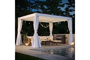 LAUSAINT HOME 10' x 13' All Aluminum Louvered Pergola with Gutter, Outdoor...