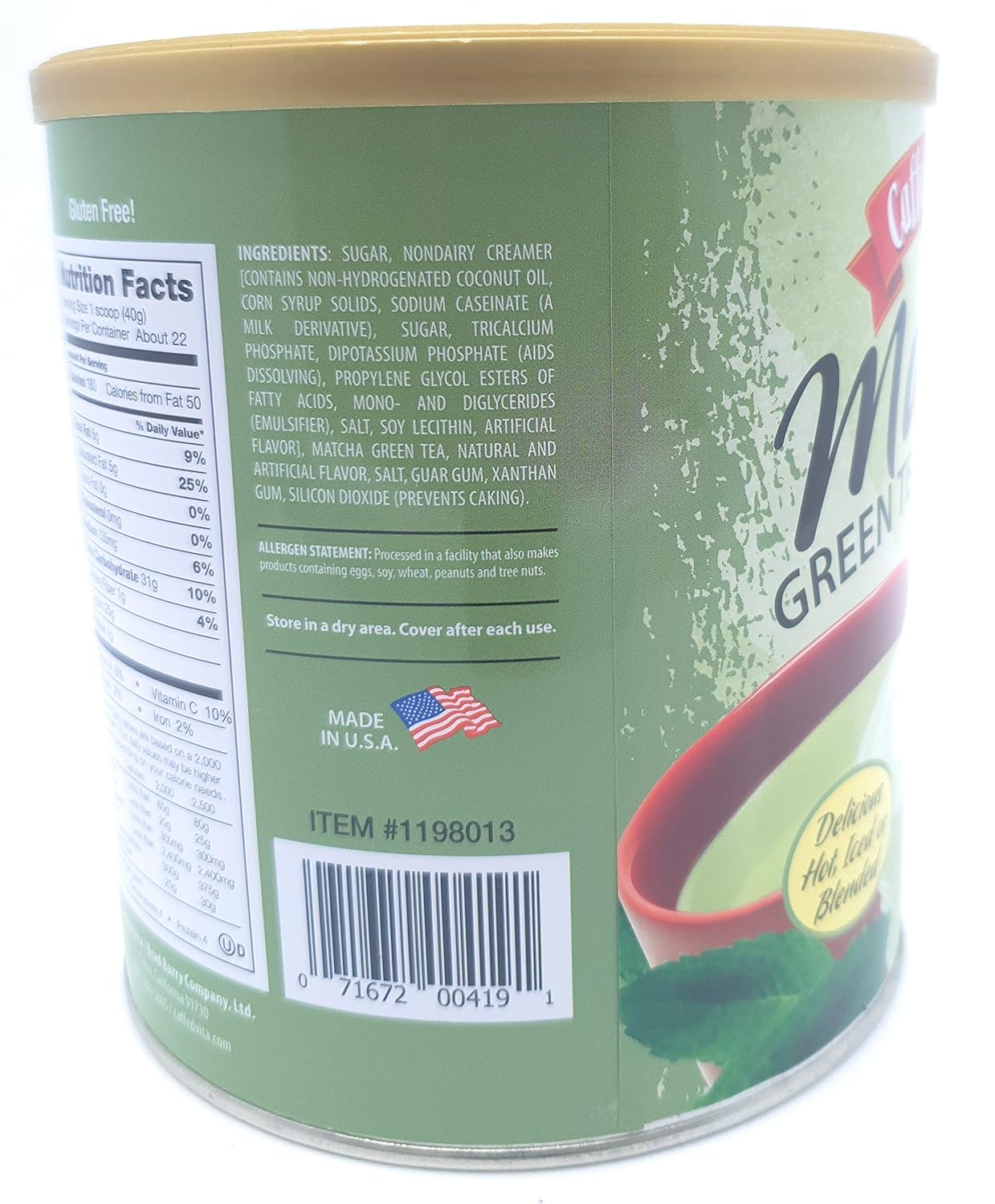 Caffe D'Vita Matcha Green Tea Mix - 32oz