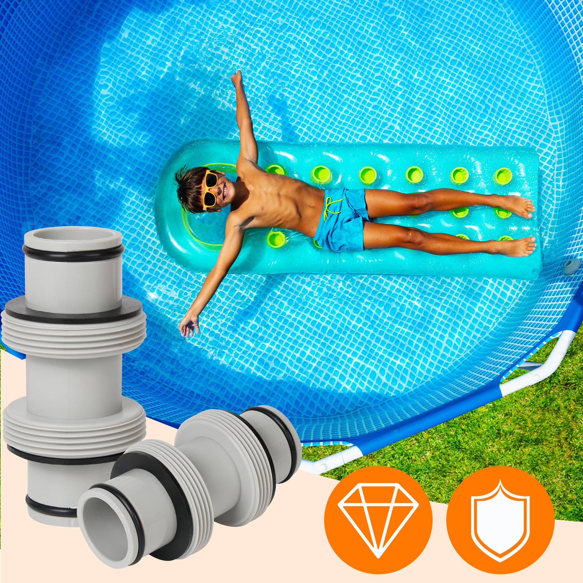 Connettore per tubo da 38 mm, tubo flessibile a 2 vie, connettore da 38 mm, adattatore per tubo piscina, set di collegamento per piscina