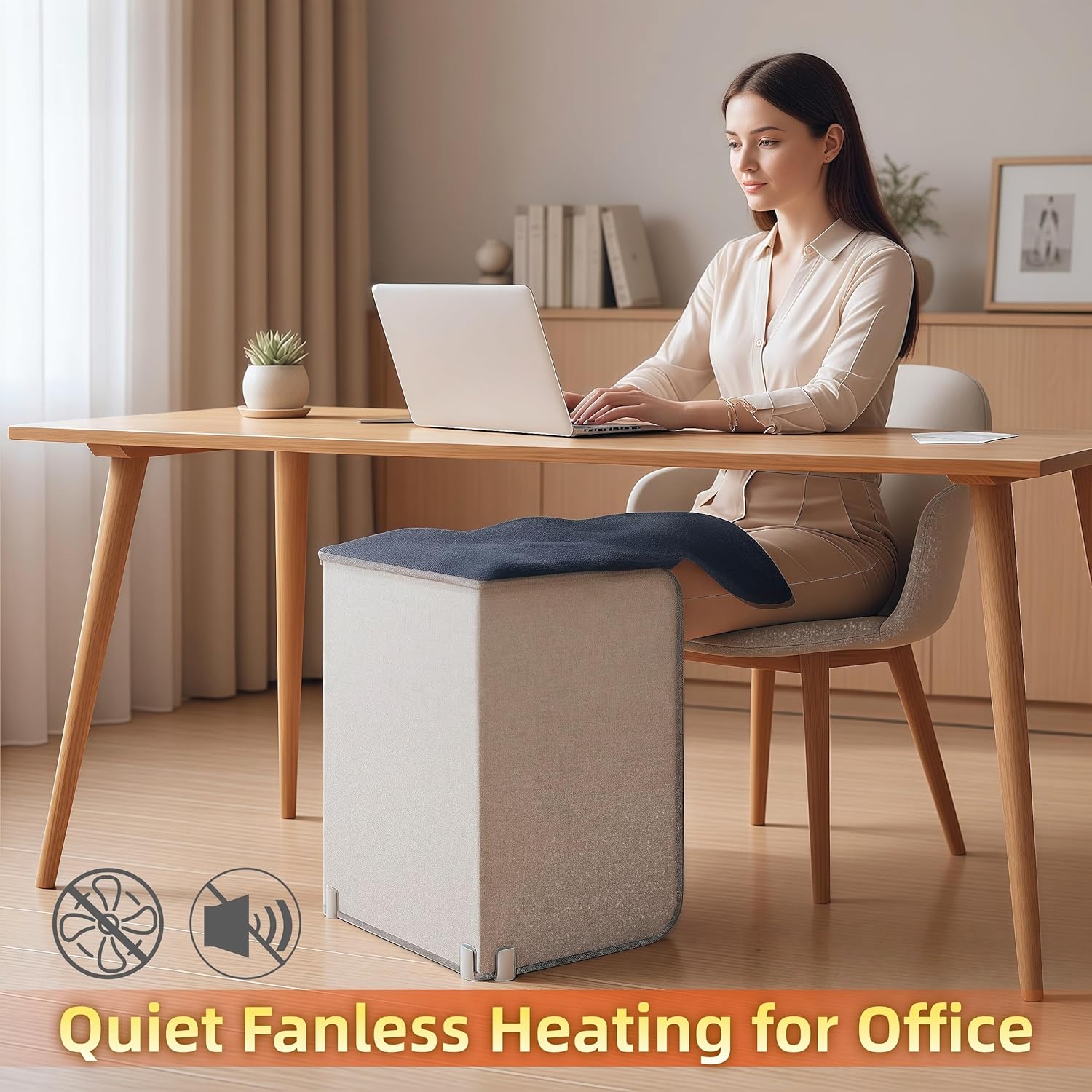 Under Desk Heater, Foot Warmer with Foot Heating Pad, Quiet 195W Under Desk Foot Warmer with Detachable Blanket for Office Home, Energy-Saving 5 Temperature Levels Timer Grey Cuboid UEMUSI
