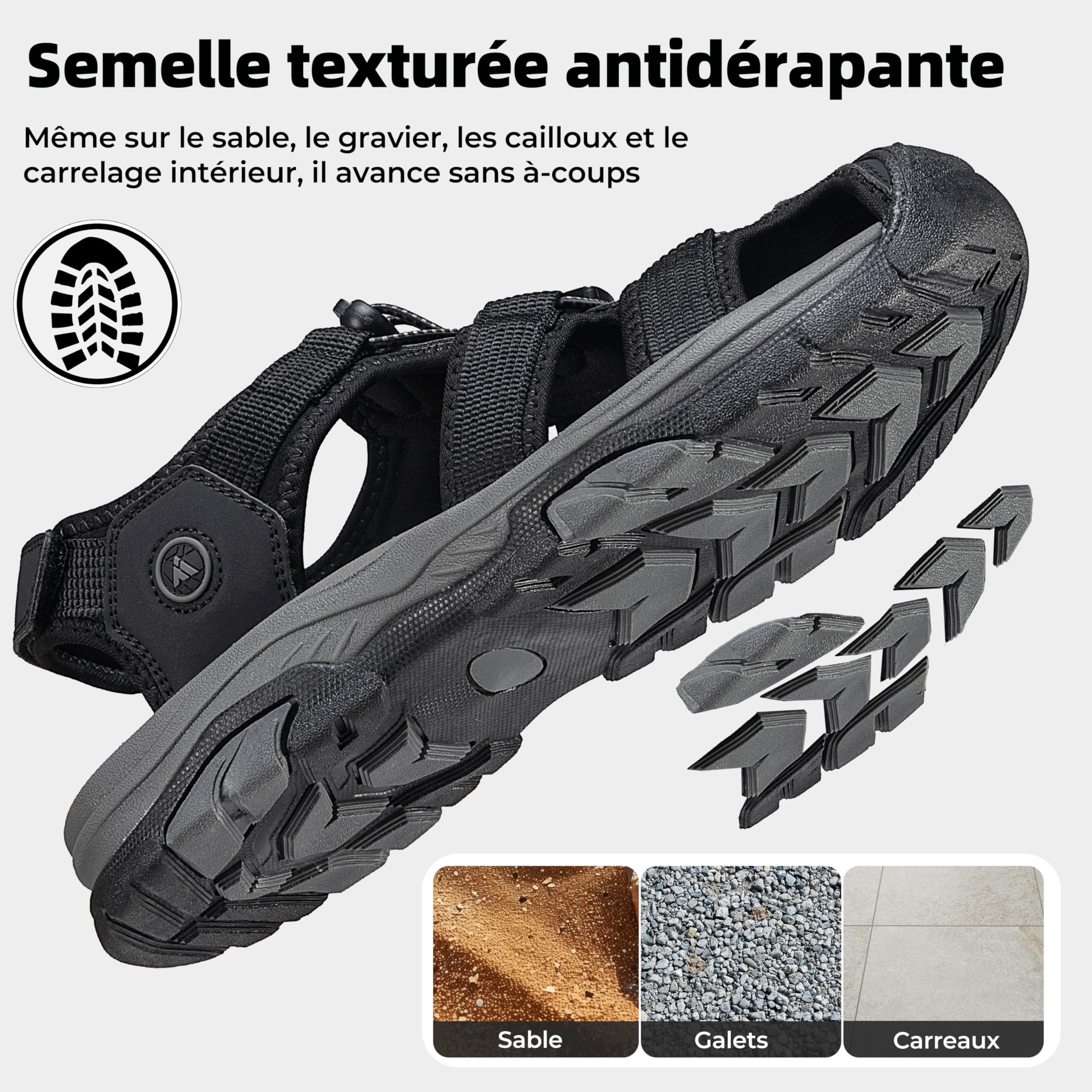 Mishansha Sandales de Trekking Hommes Respirantes Gr.39-46 | Été, Antidérapante, Léger, Confortables, Randonnée, Outdoor, Jardin, Marche, Extérieur, Sport, Bout Fermé