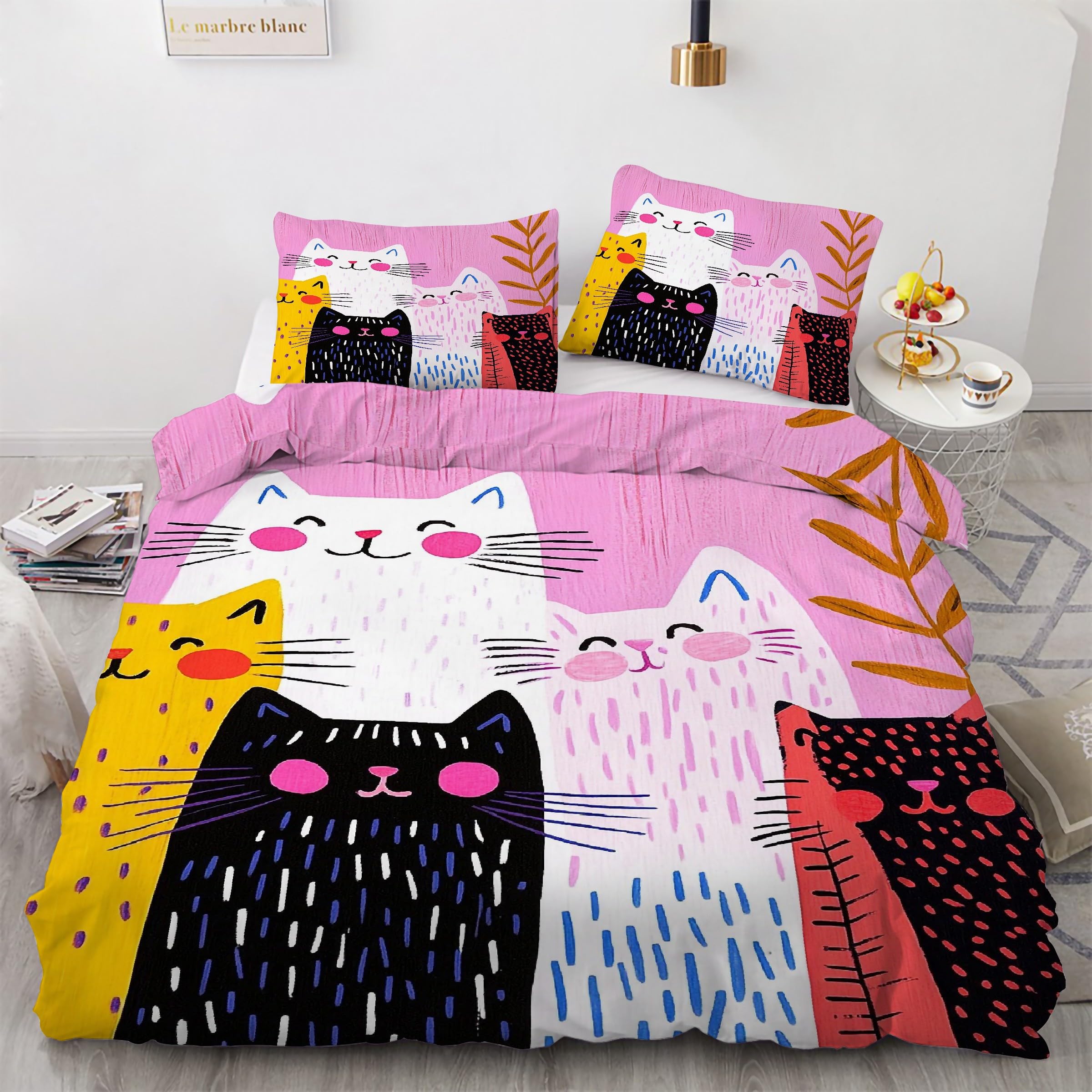 Parure de lit bandes dessinées chat pour une chambre d'enfant ludique et chaleureuse