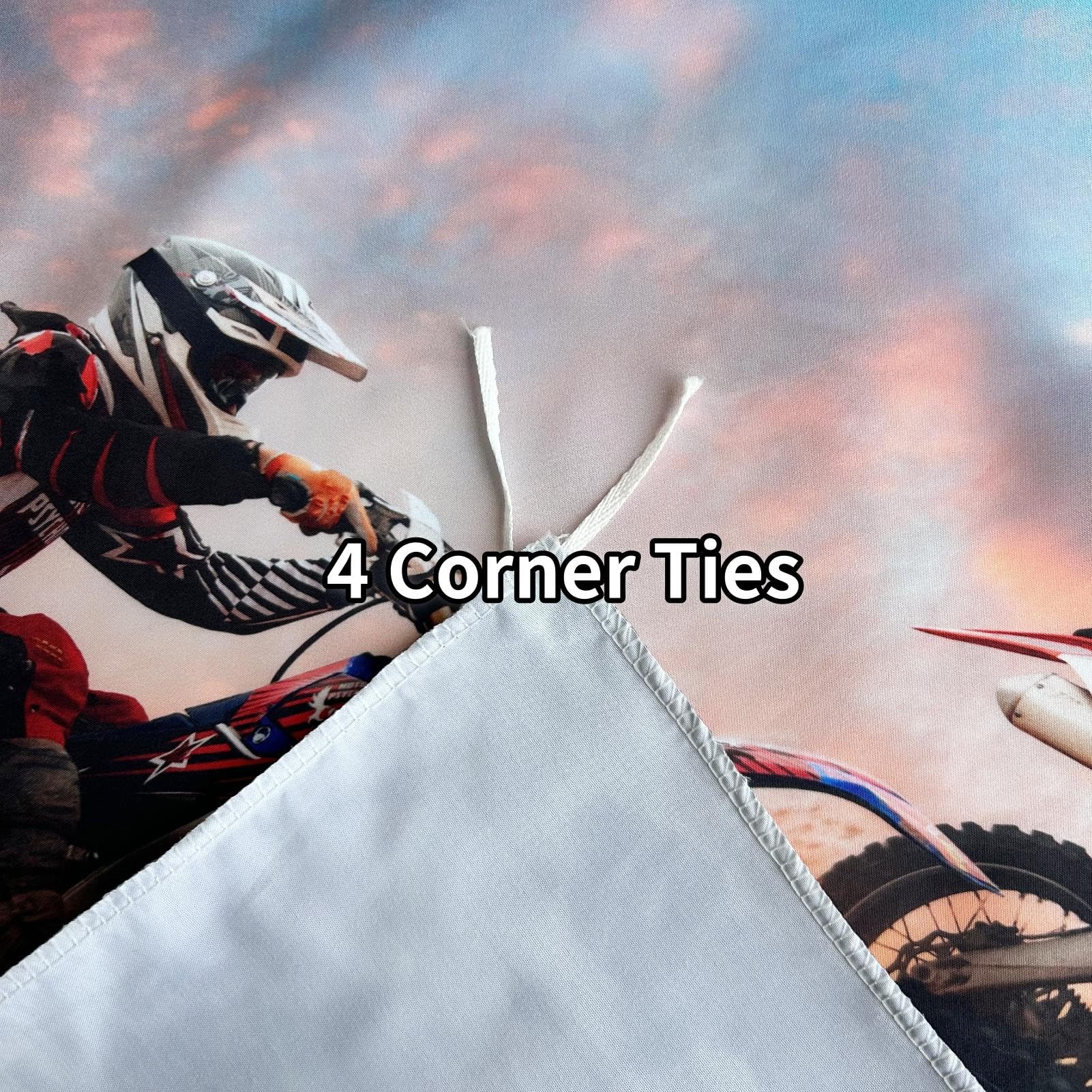 ANHOPE Motocross Rider Duvet Cover Set Soft 3 Piece Bedding Set including Motorcycle Print Pattern Comforter Cover Pillowcase All Season Decor Quilt Cover with Zipper for Kids Adults Single - Image 4