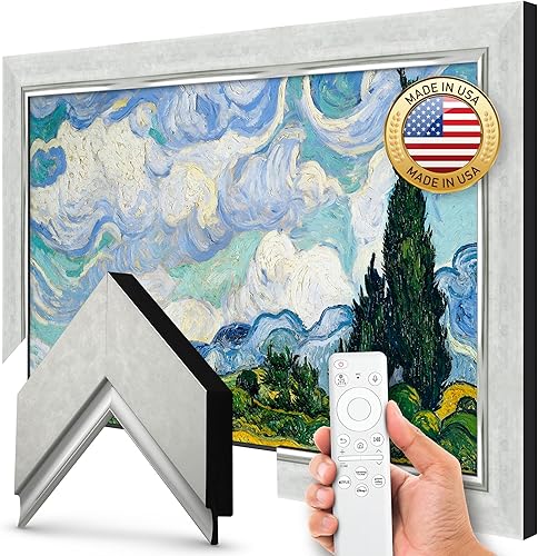 Marco de TV contemporáneo plateado Premiere Deco de 65" - Compatible SOLO con Samsung The Frame TV y Pro TVs (Compatible con 2021-2025, LS03A,
