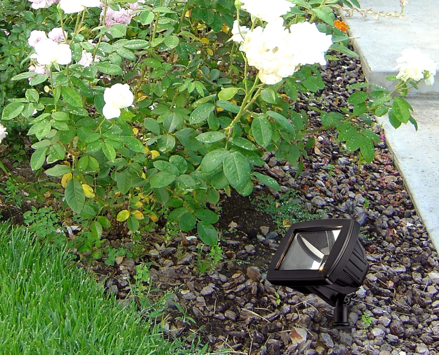 John Timberland Libra 4" High Traditional Outdoor Landscape Flood Light Porch House Exterior Outside Low Voltage LED Bulb Weatherproof Black Aluminum Glass Shade Front Door Patio Garage Home