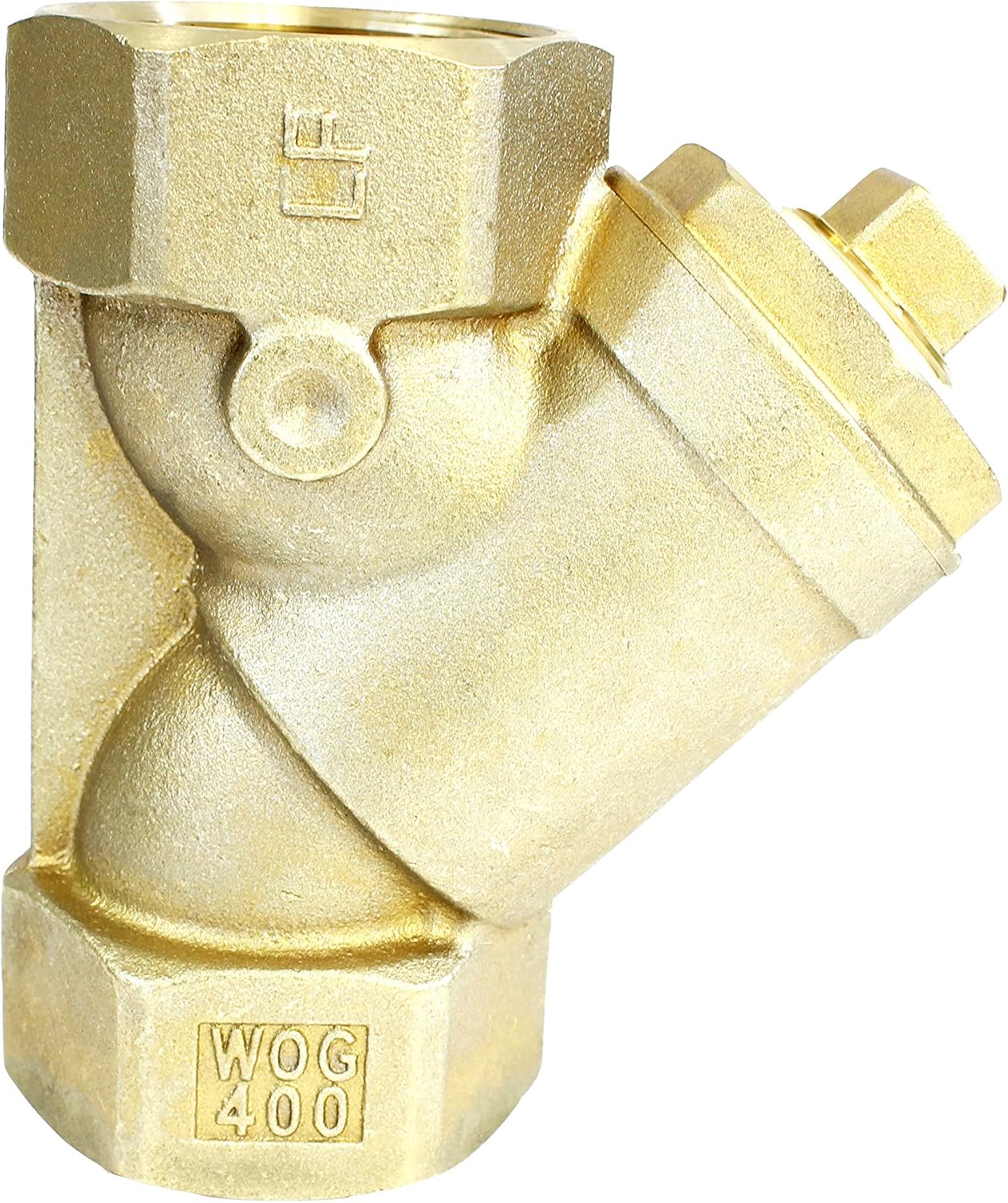 Y-Strainer Threaded Lead-Free Wire Mesh Screen Brass WOG 400 Working Steam Pressure for Pumps Control Valves Meters Steam Traps Regulators Water Flow Filter (1-1/4")