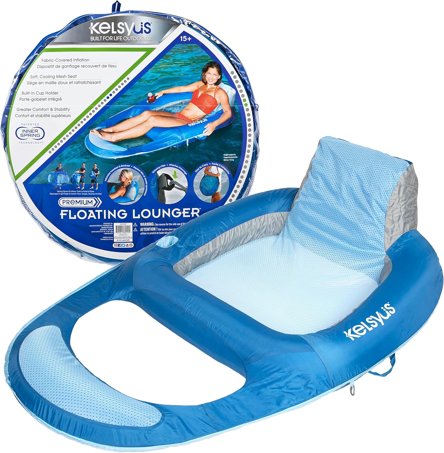 Kelsyus Premium Floating Lounger with Fast Inflation, Inflatable