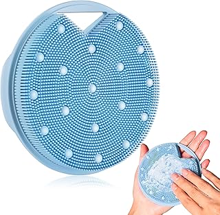 Silicone Body Scrubber - Anti Zinc Infused-Stiff and Soft Bristles,Exfoliating Body Wash Scrubber,Loofah Shower Scrubber for Body,Lymphatic Drainage,Blood Circulation and Lather Well- Azure