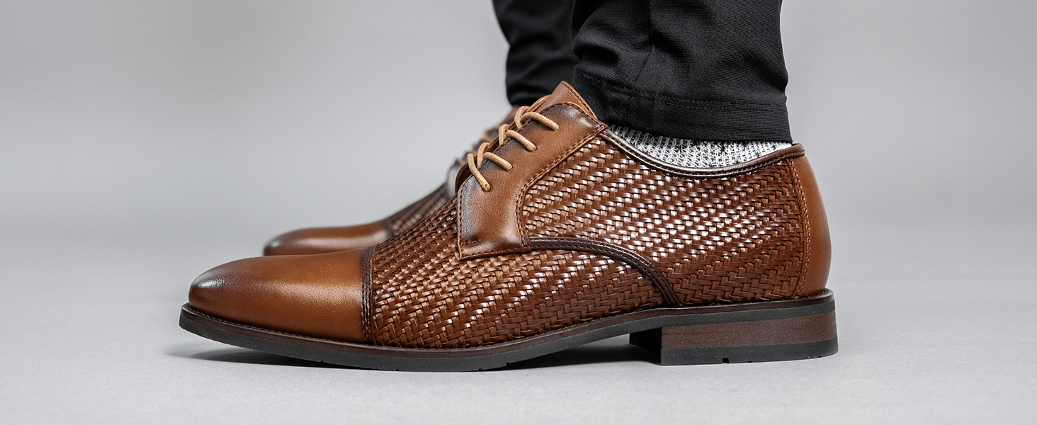 NWOB Aldo Cognac Leather Lace Up Toe Cap Oxford Derby Shoe Donald – Men Cognac Derby shoe - ALDO main image 3